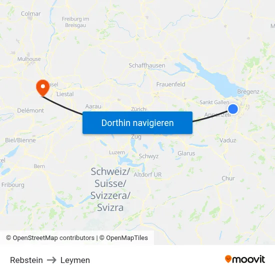 Rebstein to Leymen map