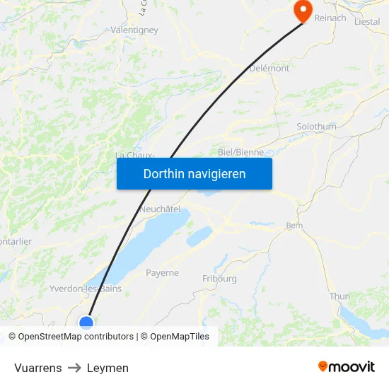 Vuarrens to Leymen map