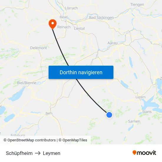 Schüpfheim to Leymen map