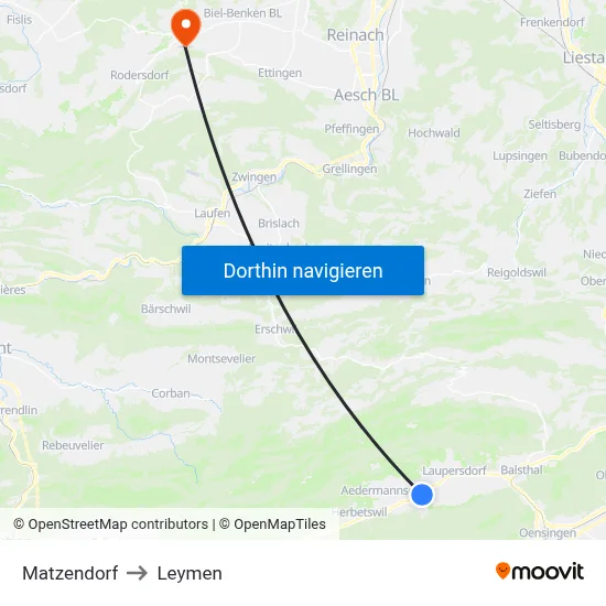Matzendorf to Leymen map
