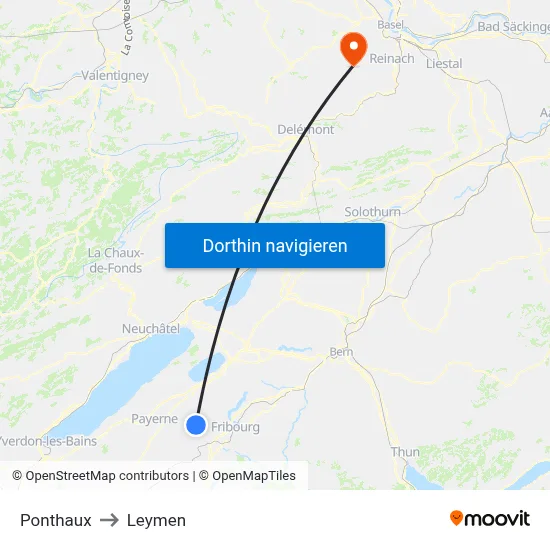 Ponthaux to Leymen map