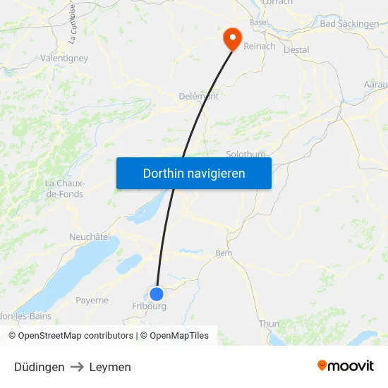 Düdingen to Leymen map
