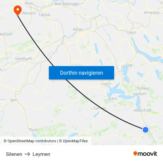 Silenen to Leymen map