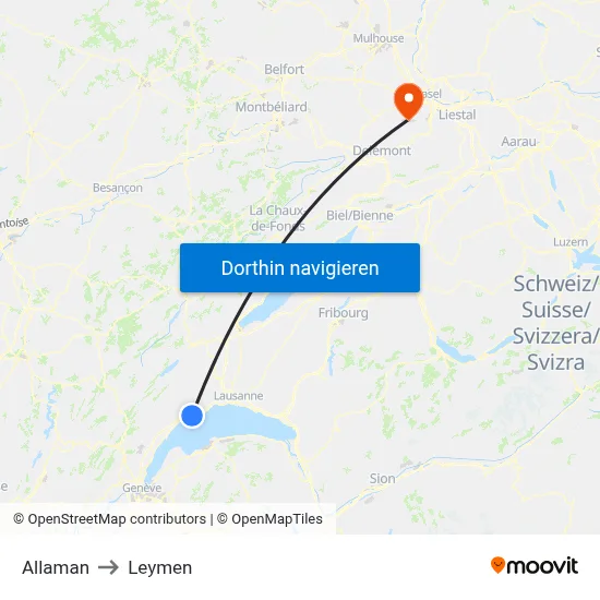 Allaman to Leymen map