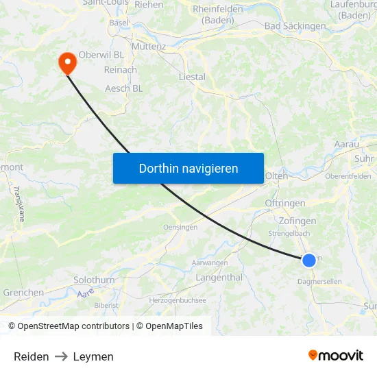 Reiden to Leymen map