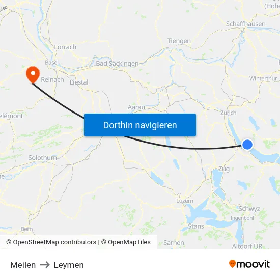 Meilen to Leymen map