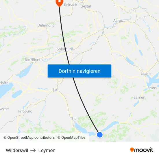 Wilderswil to Leymen map