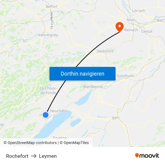 Rochefort to Leymen map