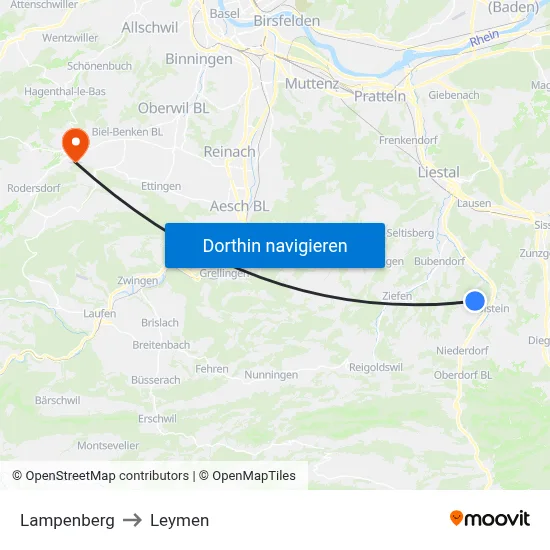 Lampenberg to Leymen map
