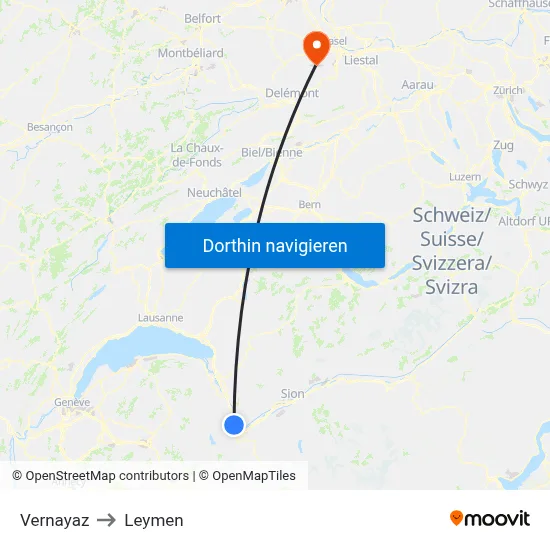 Vernayaz to Leymen map