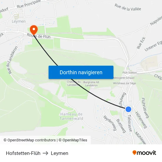 Hofstetten-Flüh to Leymen map
