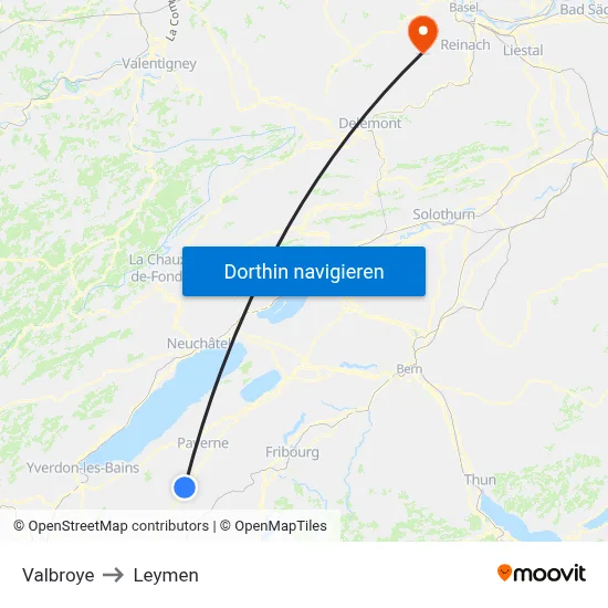 Valbroye to Leymen map