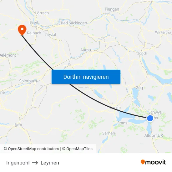 Ingenbohl to Leymen map