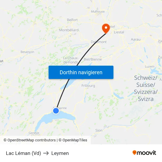 Lac Léman (Vd) to Leymen map