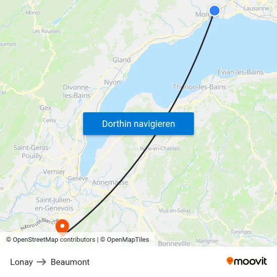 Lonay to Beaumont map