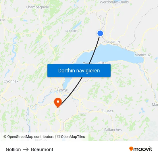 Gollion to Beaumont map