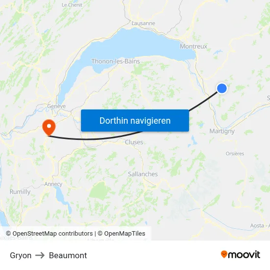 Gryon to Beaumont map