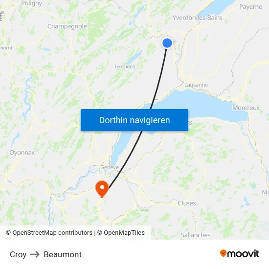 Croy to Beaumont map