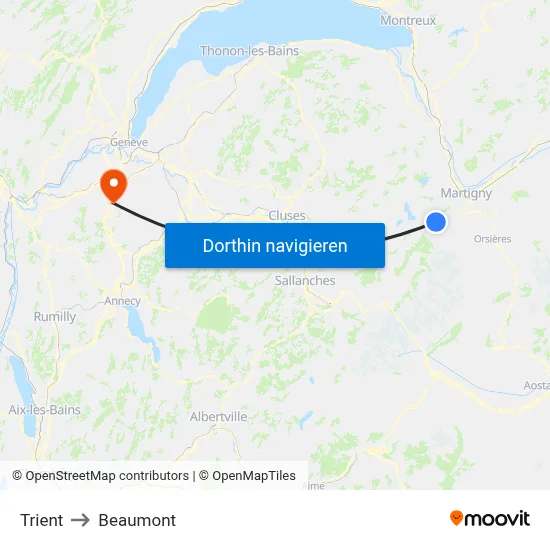 Trient to Beaumont map