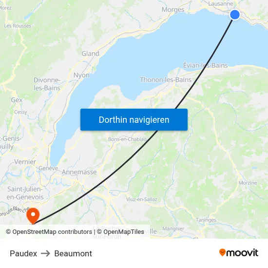 Paudex to Beaumont map