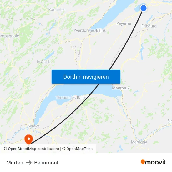 Murten to Beaumont map