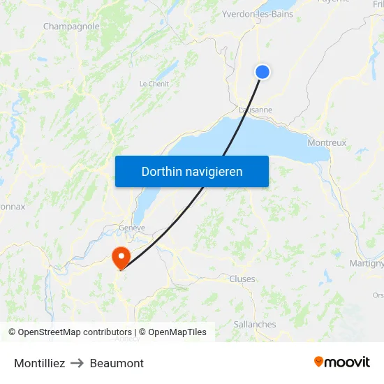 Montilliez to Beaumont map