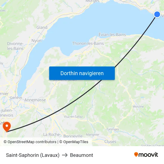 Saint-Saphorin (Lavaux) to Beaumont map