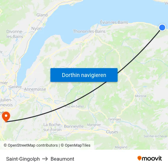 Saint-Gingolph to Beaumont map