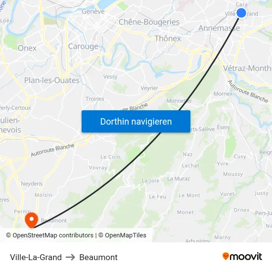Ville-La-Grand to Beaumont map