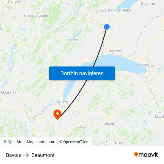Bavois to Beaumont map