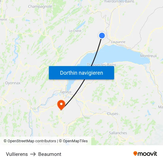 Vullierens to Beaumont map