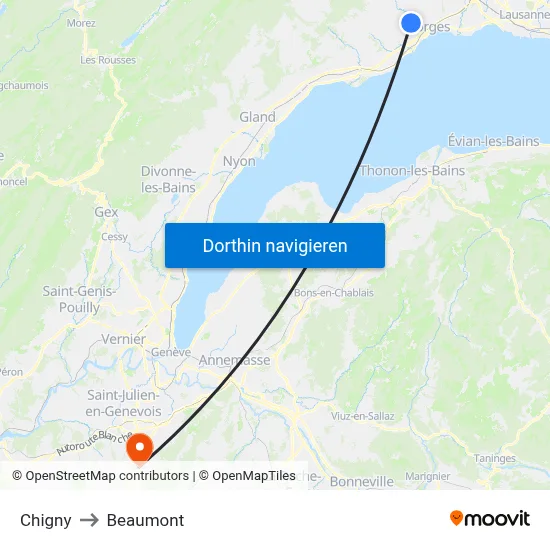 Chigny to Beaumont map