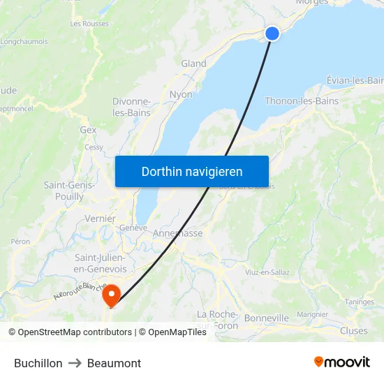 Buchillon to Beaumont map