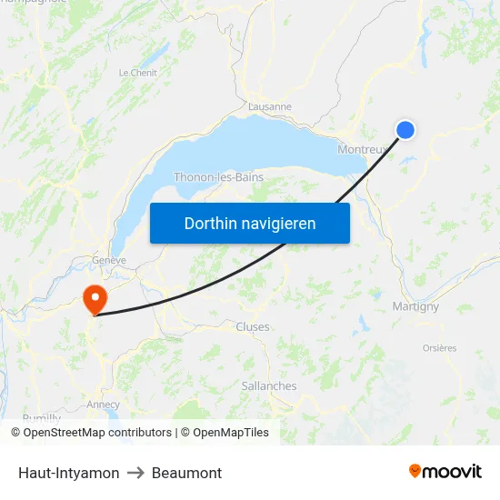 Haut-Intyamon to Beaumont map