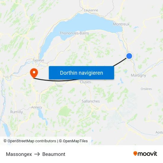 Massongex to Beaumont map