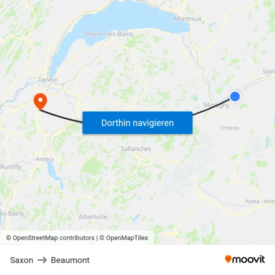 Saxon to Beaumont map