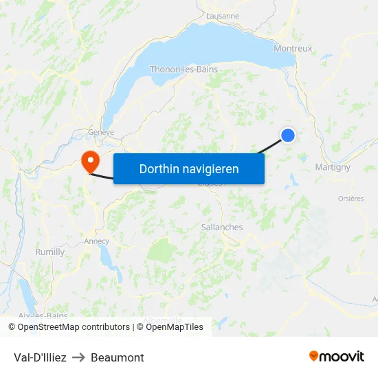 Val-D'Illiez to Beaumont map
