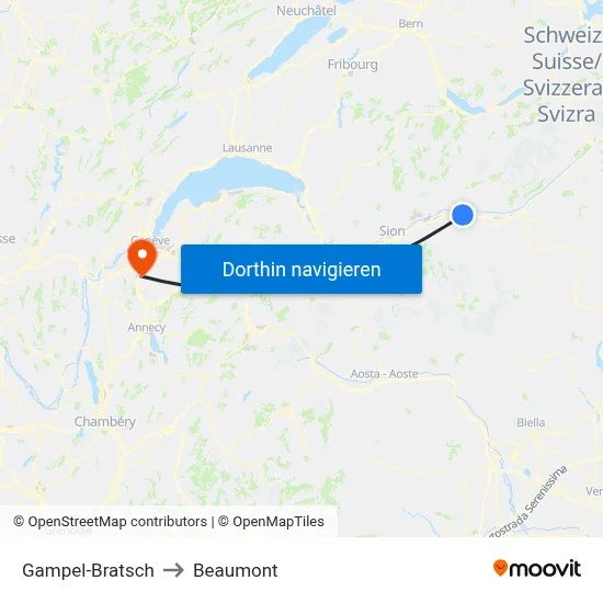 Gampel-Bratsch to Beaumont map