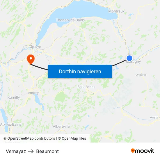Vernayaz to Beaumont map
