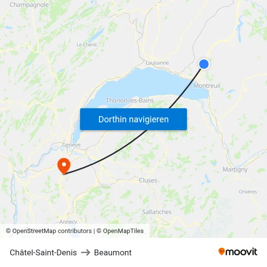 Châtel-Saint-Denis to Beaumont map