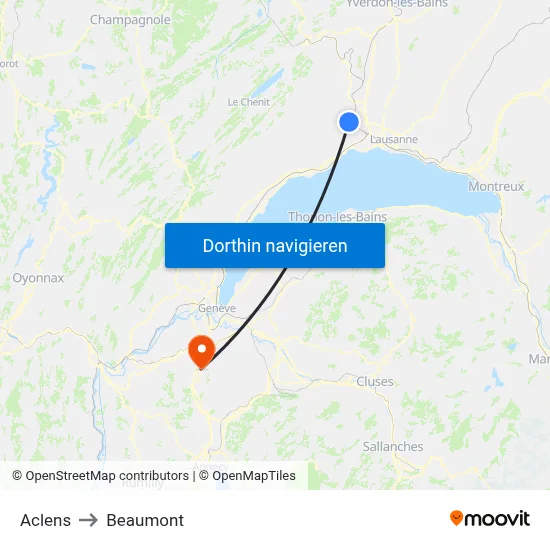 Aclens to Beaumont map