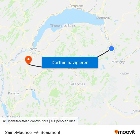 Saint-Maurice to Beaumont map