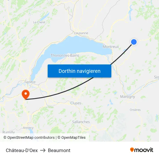Château-D'Oex to Beaumont map