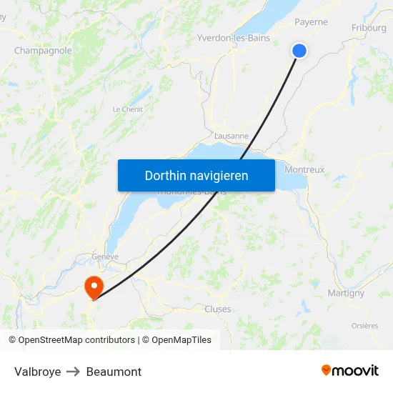 Valbroye to Beaumont map