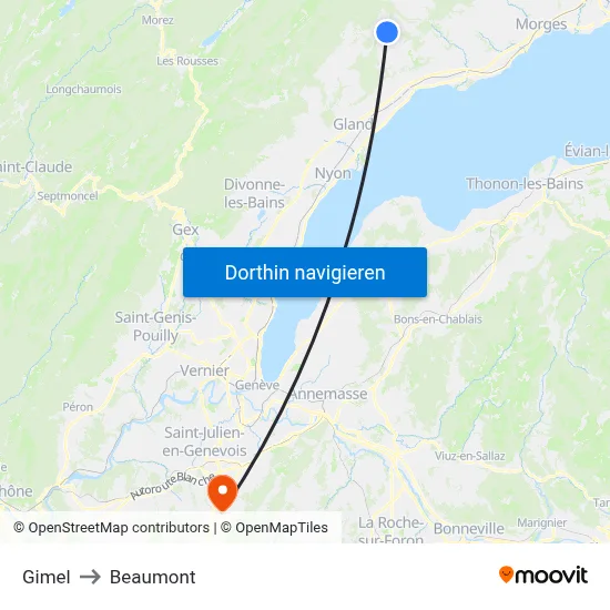 Gimel to Beaumont map