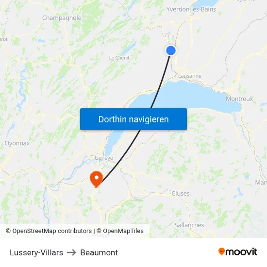Lussery-Villars to Beaumont map