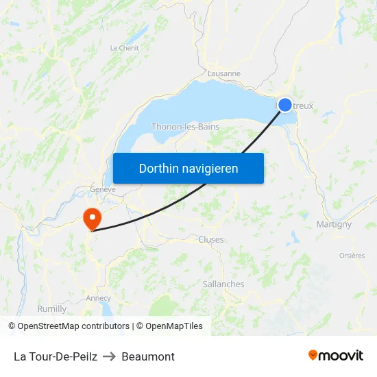 La Tour-De-Peilz to Beaumont map