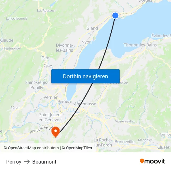 Perroy to Beaumont map