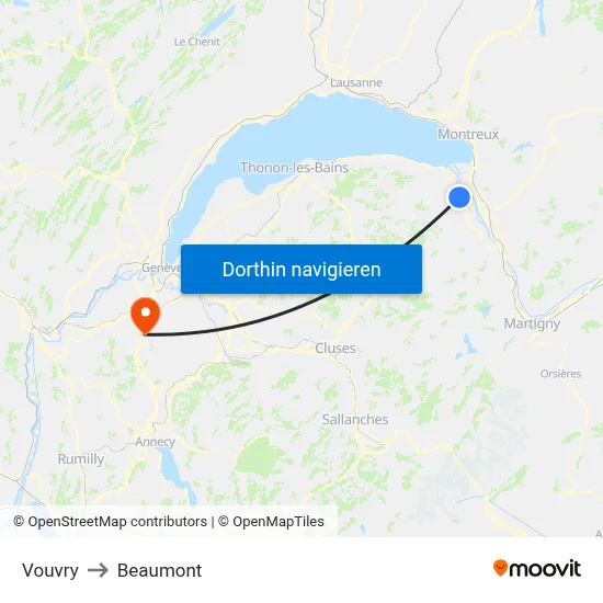Vouvry to Beaumont map