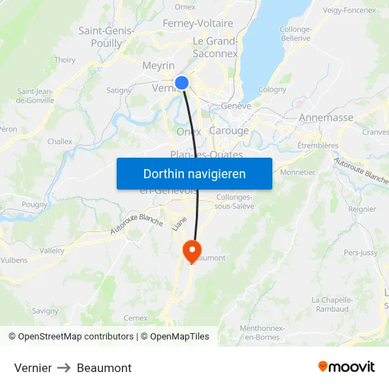 Vernier to Beaumont map